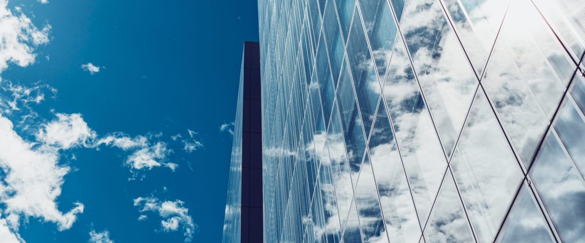 Modern office building facade in the downtown